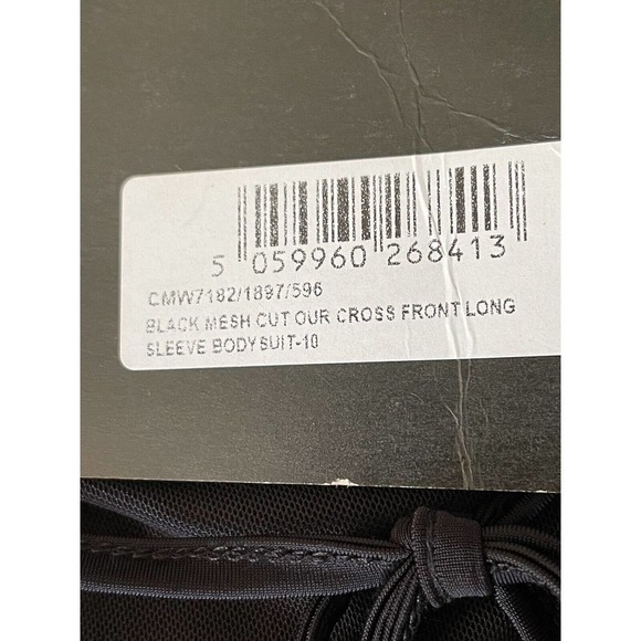 Pretty Little Thing Size 6 Black Sheer Tie Front Bodysuit - New - Picture 6 of 6